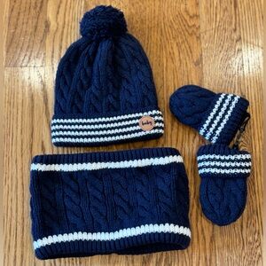 VERTBAUDET - New Winter set - Beanie + Scarf + Mittens, Navy and White, 3-6M